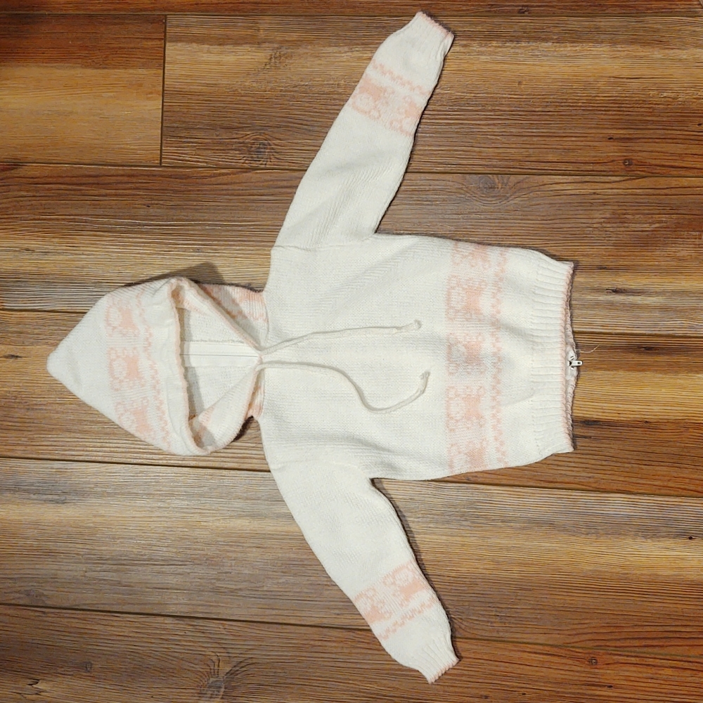 Vintage 1950's Blue Bird Infant Zip Back Hooded Sweater - Sz. 3-6 Mo.